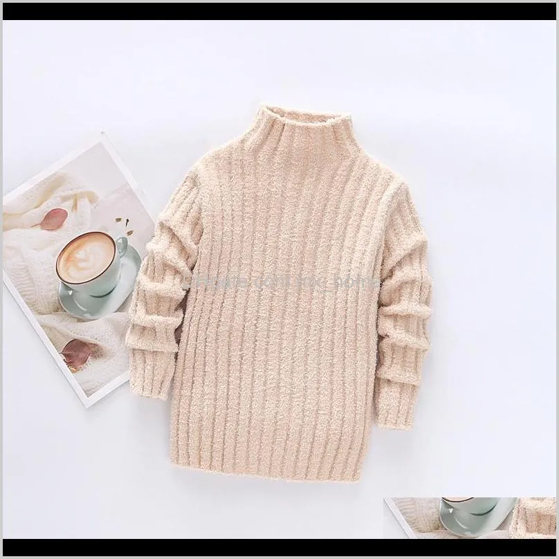 pullover knitted sweaters solid baby girl winter clothes thick clothing for girls warm children`s clothing from 1 to7 years old 201103