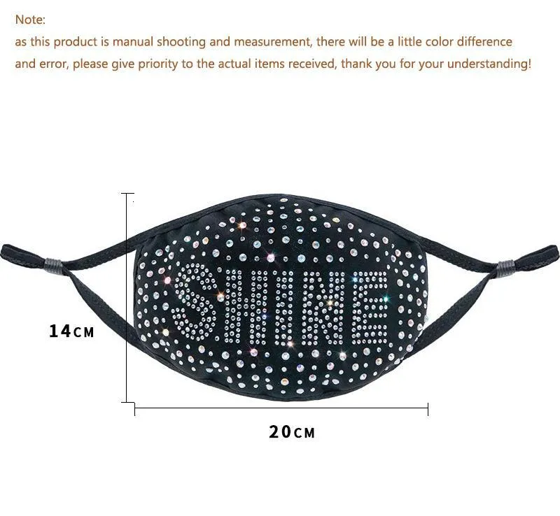 Ship Letter Dustproof Face Mask Bling Bling Diamond Protective Mask PM2.5 Mouth Masks Washable Reusable Rhinestones Party Masks