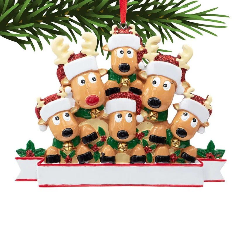 Weihnachten leere Anhänger DIY unvollendete Harz Cartoon Rentier Statue personalisierte Name Weihnachtsbaum hängen Home Ornamente für Familie Wanddekoration