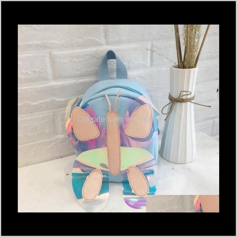 30pcs 2020 new fashion kids pu butterfly decoration backpack bag mix color zipper shoulder bag