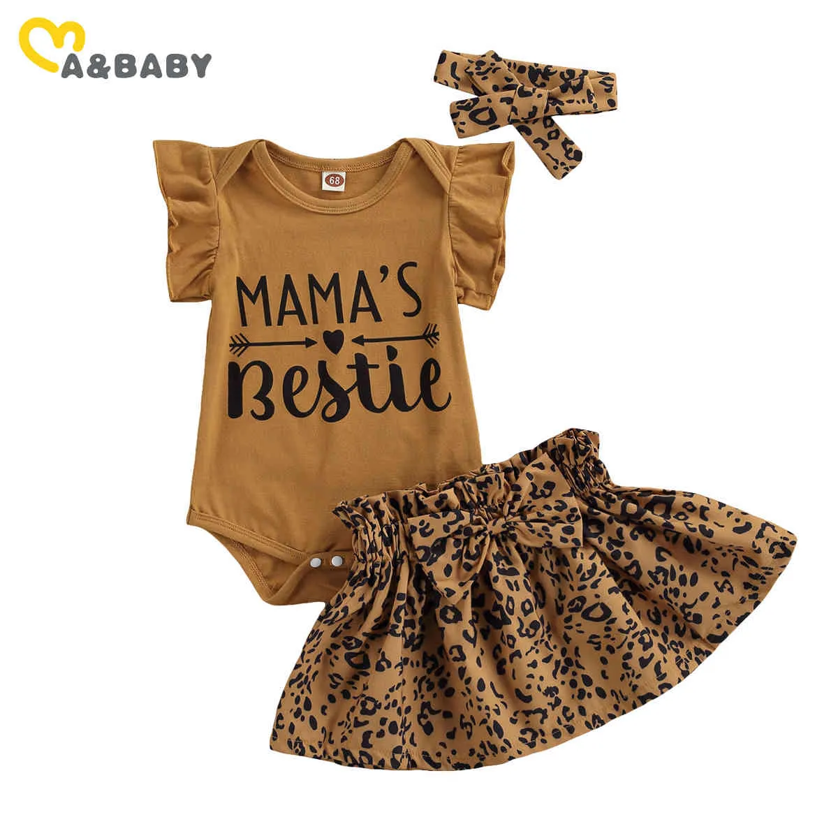 0-24M Leuke Leopard Baby Girl Outfits Zomer Geboren Baby Ruffles Rompertjes Rokken Kostuums 210515