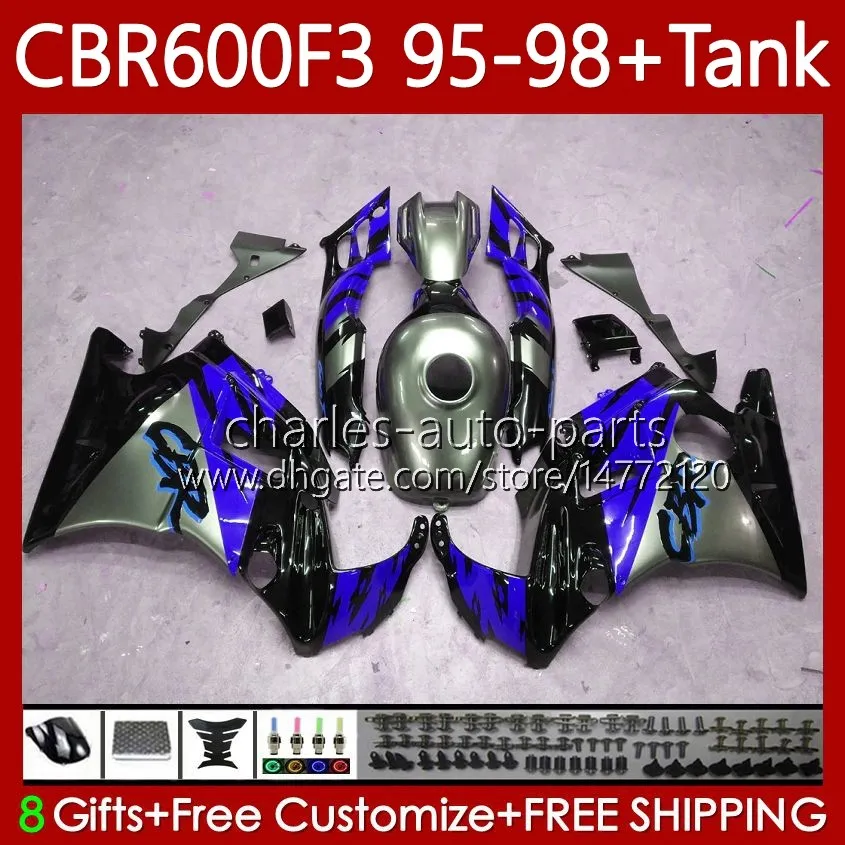 Cuerpo para HONDA CBR-600 CBR 600 CBR600 F3 FS CC 600F3 97 98 95 96 64No.262 600FS Azul plata CBR600F3 600CC 1995-1998 Carrocería CBR600FS 1997 1998 1995 1996 Carenados OEM