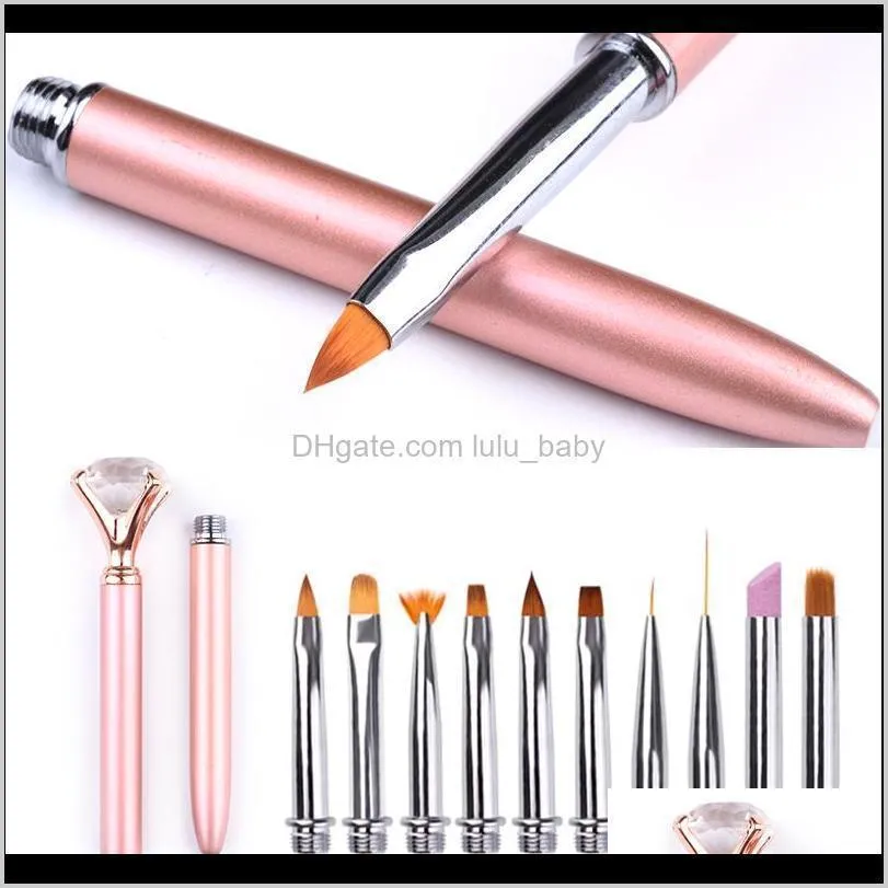 rose gold nail painted pen manicure tools tweezers rhinestones diamond set for salon nail diy mixed pearl metal accessories