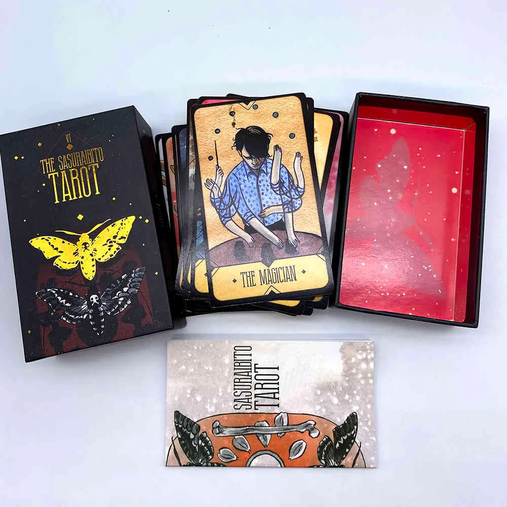 Das Sasuraibito Tarot 78-Kartendeck und der 63-seitige Leitfaden „Original Divination“ mit vergoldetem Rand und wunderschöner stabiler Box mit Deckel