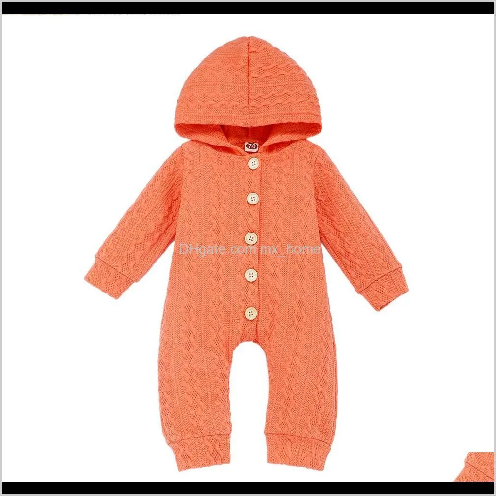 kids baby girl boy clothes knitted hoodie button romper jumpsuit overall outfit