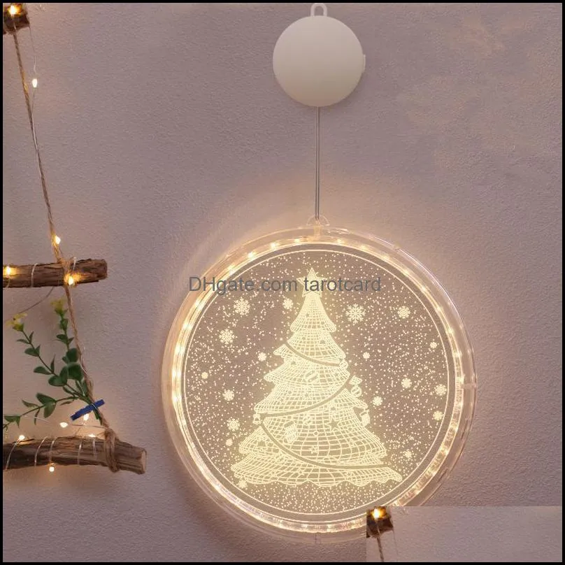 Light String LED Elderly Decoration Christmas Tree Color Printing Disc Copper Wire Curtain Light Waterproof Remote Control USB 60pcs