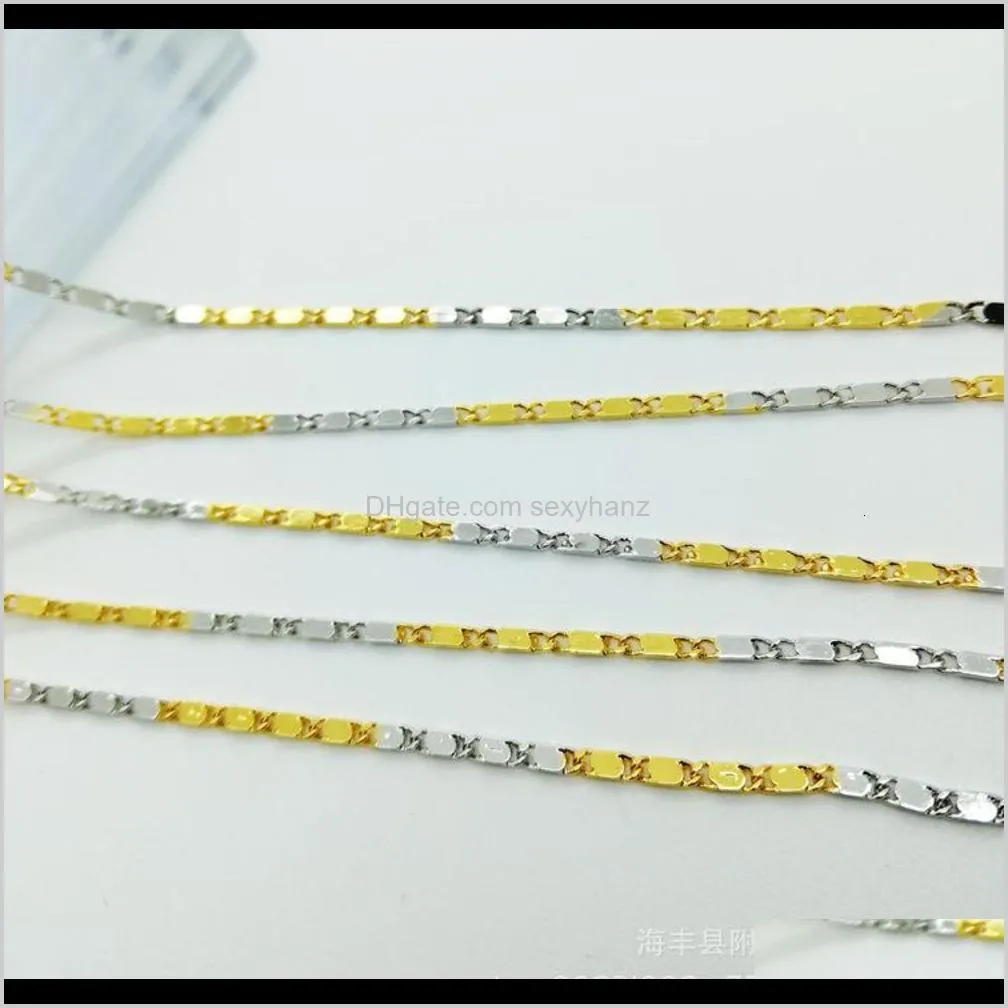 pendant golden shun fu two color platinum necklace korean chinese character chain real gold plated bracelet