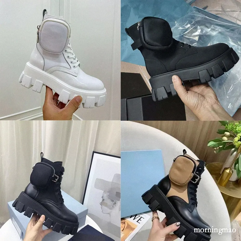 Projektanci Rois Monolith Buty na Damskie Kostki Nylonowe Buty Bojowe Prawdziwe Skórzane Designer Winter Martin Książące Etui Dołączone Księki F70H #