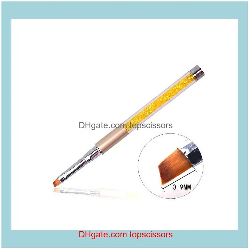 Nail Art Brush Pen Rhinestone Diamond Metal Acrylic Handle Carving Powder Gel Liquid Salon Liner Nail Brushes With Cap