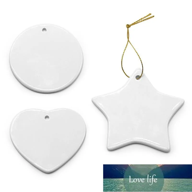 Blanc Blanc Sublimation Céramique pendentif Creative Christmas ornamentPrinting DIY céramique ornamen décor lz0481