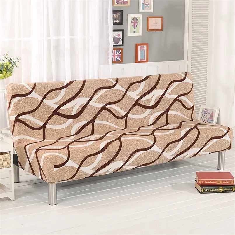 150-215cm Armless Sofa Bed Cover zonder armleuning Stretch vouwen Gedrukte slipcovers Meubels Decoratie Bench Covers 211116