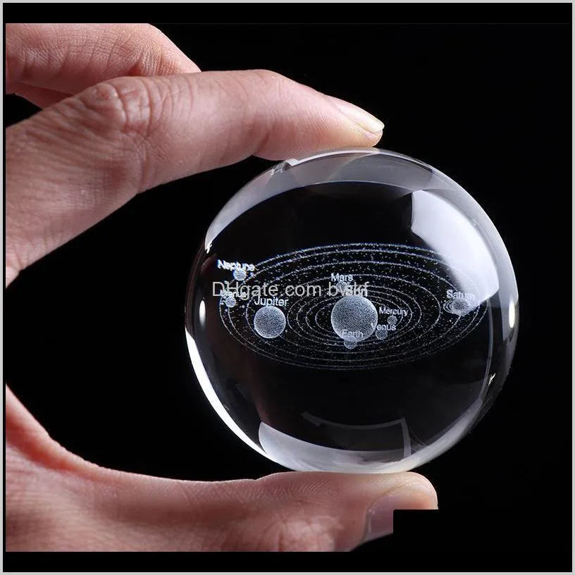 6cm laser engraved solar system ball 3d miniature planets model sphere glass globe ornament home decor gift