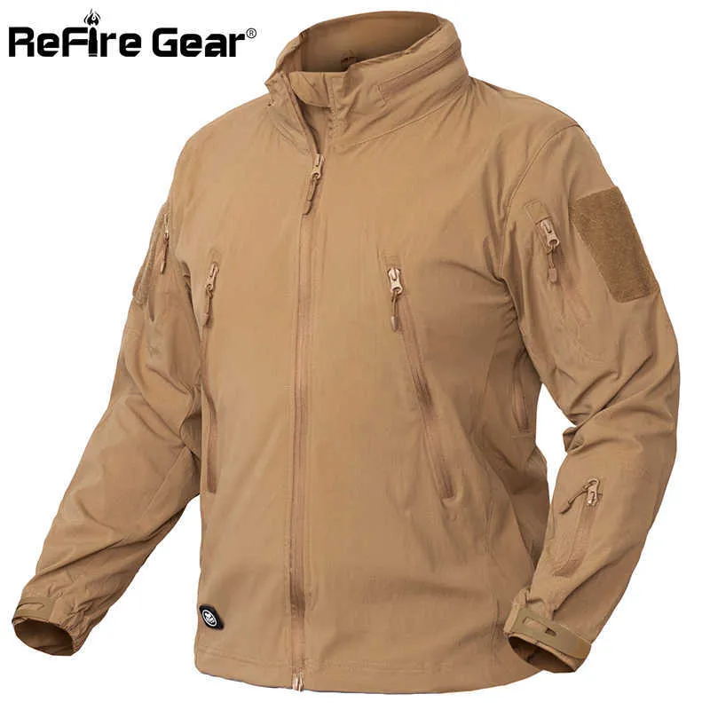 Refire Gear Chaqueta táctica liviana hombres impermeables mulit chaquetas militares ropa del ejército ropa transpirable bylon windbreaker 211013