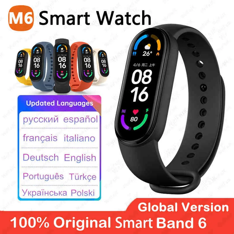 2021 Global Versie M6 Band Smart Horloge Mannen Dames Smartwatch Fitness Sport Armband Voor Apple Huawei Xiaomi Mi SmartBand Horloges