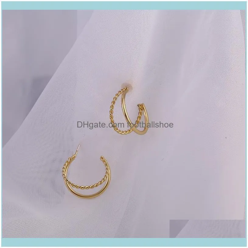 Circle S925 silver needle design sense C-shaped temperament simple super fairy girl Earrings C170