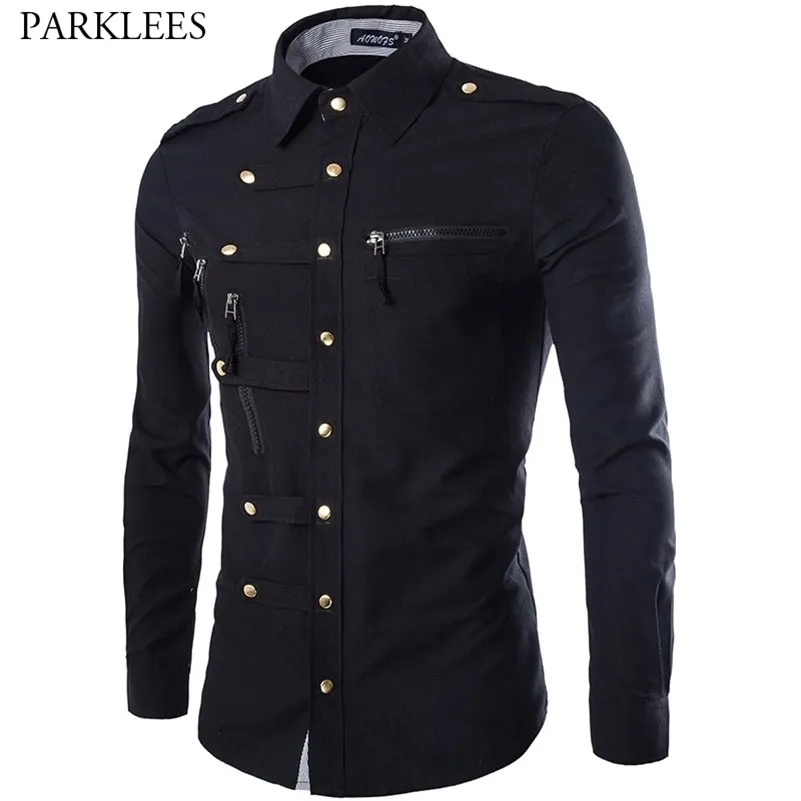 Märke Men SHIRT Fashion Design Mens Slim Fit Bomullsklänning Snygg Långärmad T-shirts Chemise Homme Camisa Masculina 210705