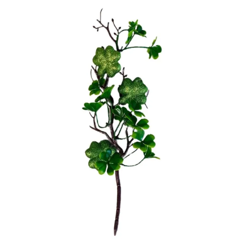 Fleurs décoratives couronnes coupe maison plante fleur artificielle modèle en plastique faux trèfle 34 cm bricolage matériel feuilles mariage feuille vert
