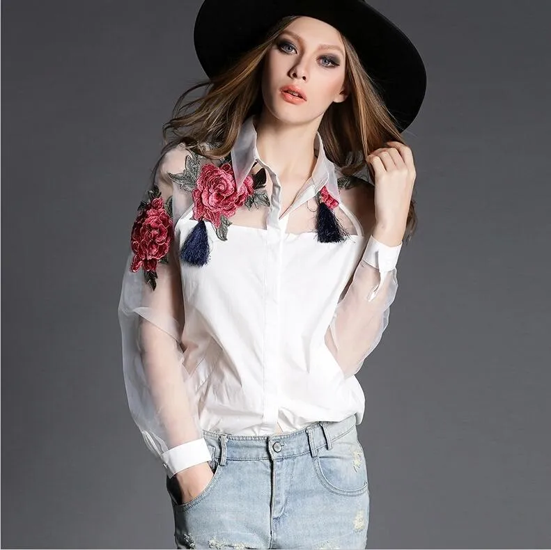 Compra Moda Blusas Verano Mujeres Elegantes Blusa Blanco Bordado Bordado  Vintage Camisetas De Manga De Organza Tops Plus Tamaño 3xl Blusas De  Mujeres Barato | Entrega Rápida Y Calidad | Es.Dhgate