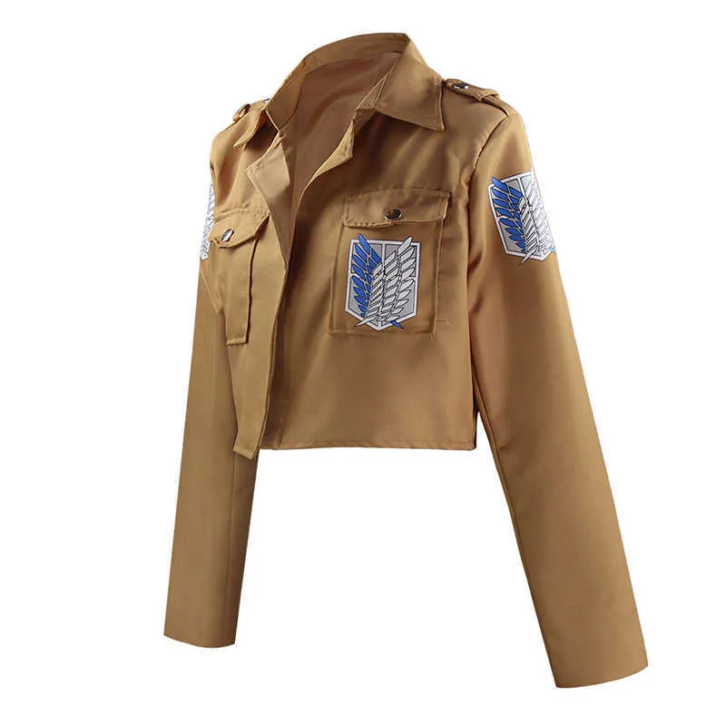 Ataque de Anime em Titan Mikasa Eren Jager Levi Ackerman Rivaille Cosplay Costume Casaco Câmara Câmara Bloak Full Set Shingeki No Kyojin Y0913