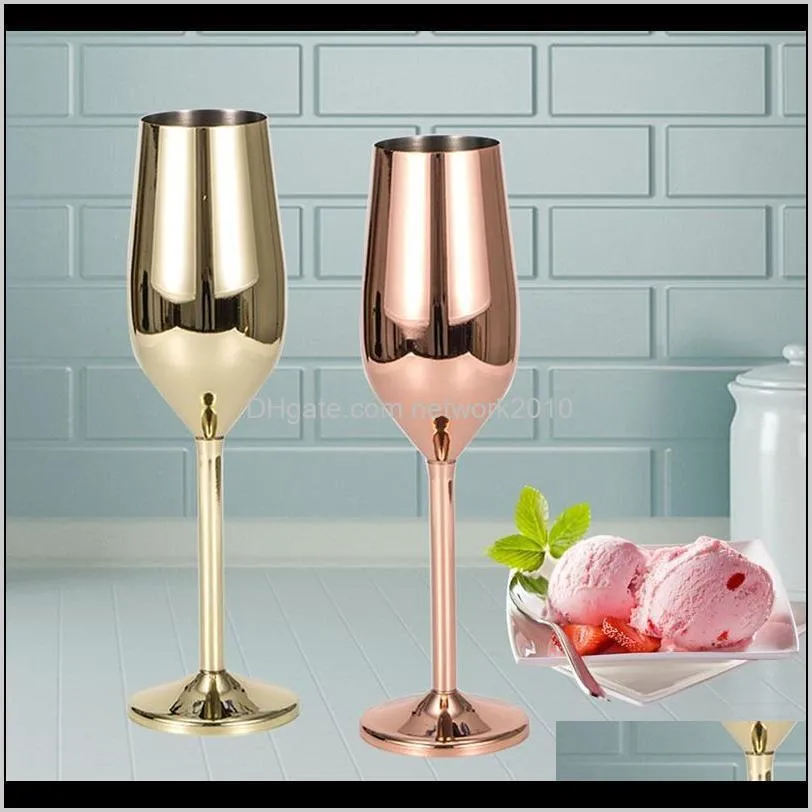 200ml stainless steel goblet red wine glasses silver rose gold juice cup drink champagne goblet party barware home kitchen drinking