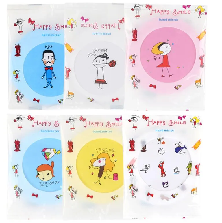 Okrągły kształt Makijaż Mini Lusterka Cute Cartoon Wzór Przenośne Kompaktowe Kosmetyczne Małe Lustro Uroda Narzędzia Kobiety Wakacje Promocja Giveaway Girl Gift