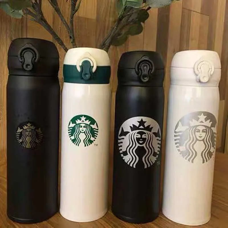 Starbucks Thermos Cup Frascos de vacío Termos 16 oz Tazas aisladas de acero inoxidable Taza de café Botella de bebida de viaje 500 ml 6 colores