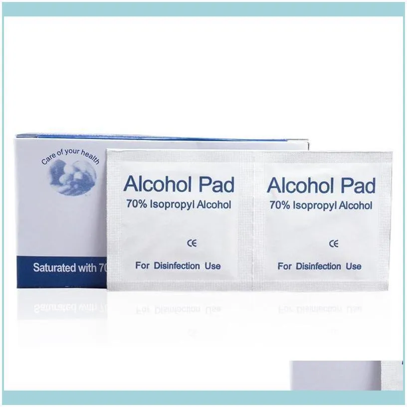 Alcohol Wipe Pad Medical Swab Sachet Antibacterial Tool Cleanser Wet Wipes 100pcs/lot 75% Alcohol Prep Swap Antiseptic Skin Cleaning