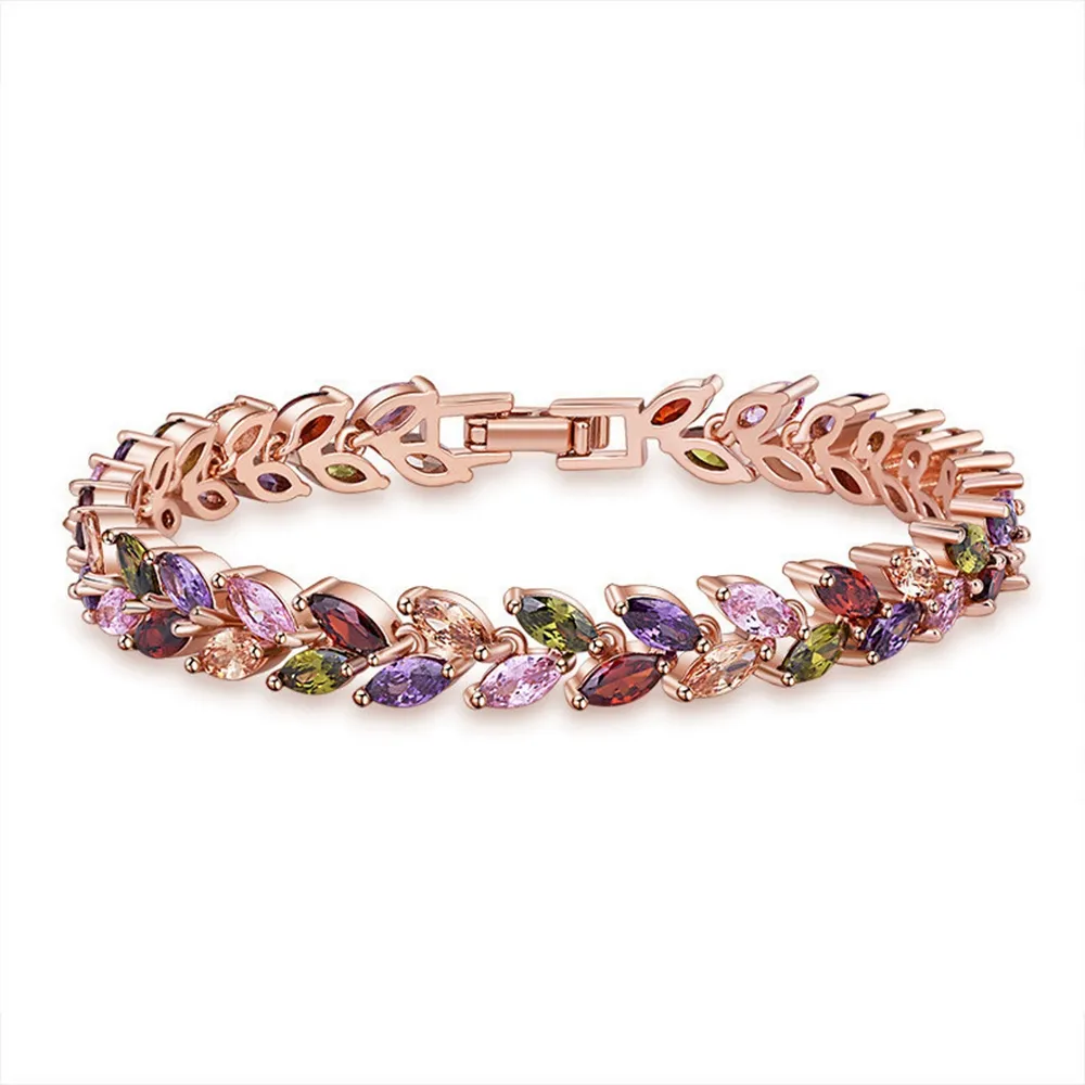 Pulsera de la cadena de muñeca multicolores Mujeres de joyería de las mujeres 18k oro llenado clásico bonito accesorios