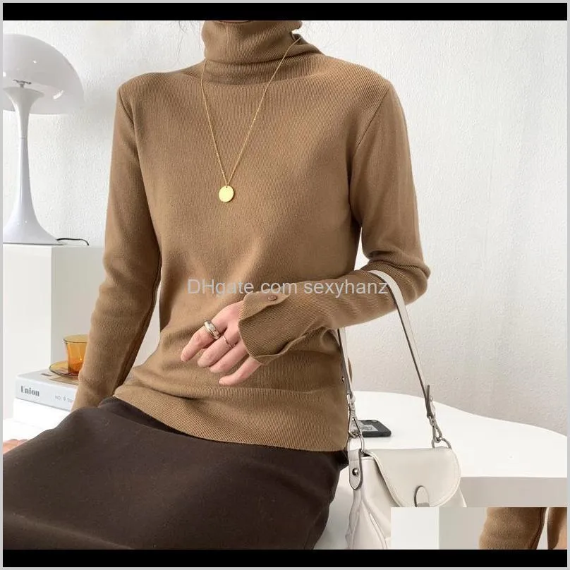 7 colors for women a turtleneck sweater long sleeve bottom soft t-shirt for girls a plain color turtleneck long sleeve sweater f