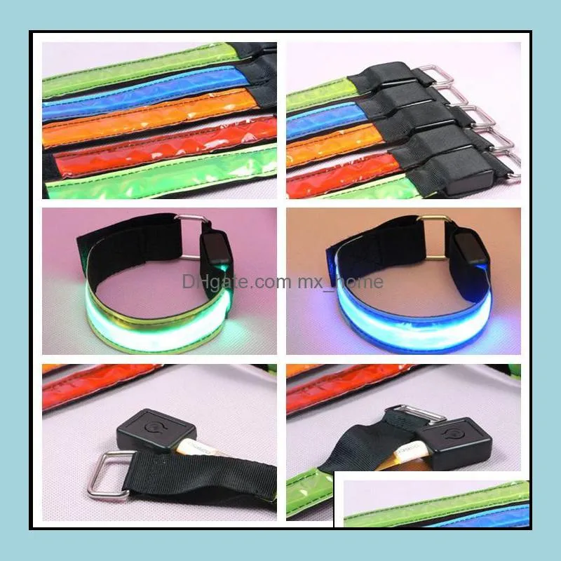 LED Safety Reflective Armband Bicycle Flashing Sports Arm Band Warning Night LED Flash Strap Glow Belt Halloween Party Supplies DBC