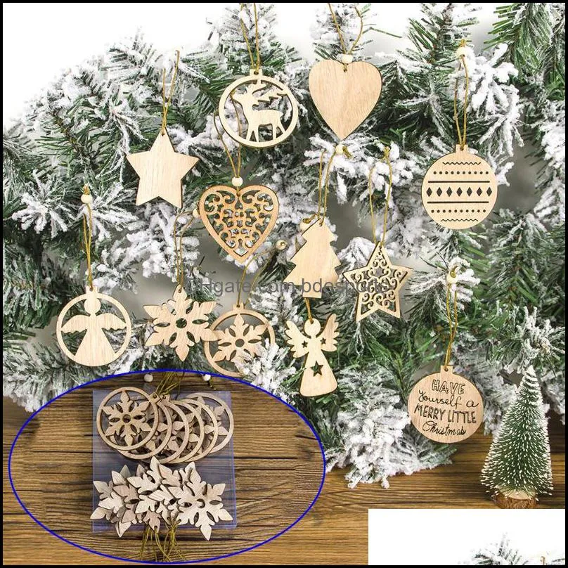 Christmas Decorations Wooden Ornament Xmas Tree Hanging Tags Pendant Decor Gift