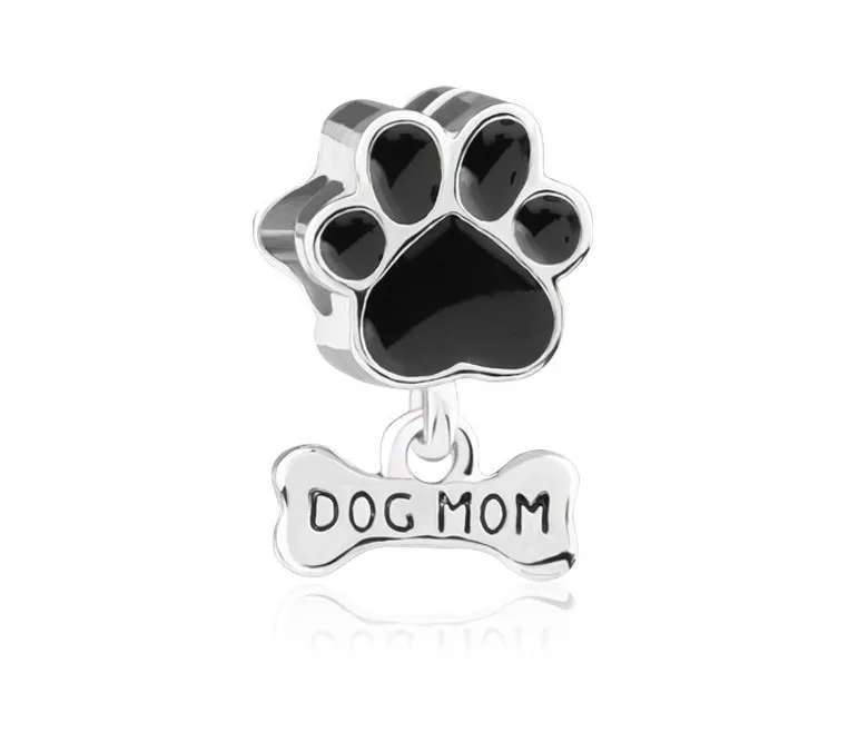 Fit Pandora Charm Bracciale Cane Mamma Smalto Argento Europeo Charms Perline Catena Serpente Fai Da Te Per Le Donne Braccialetto Collana Gioielli