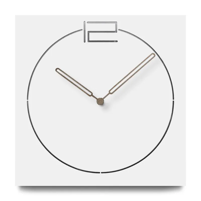 壁掛け時計北欧現代の木製時計リビングルーム創造的なシンプルなヨーロッパサイレント手作りクォーツMDFウッドスクエアぶら下がっている白