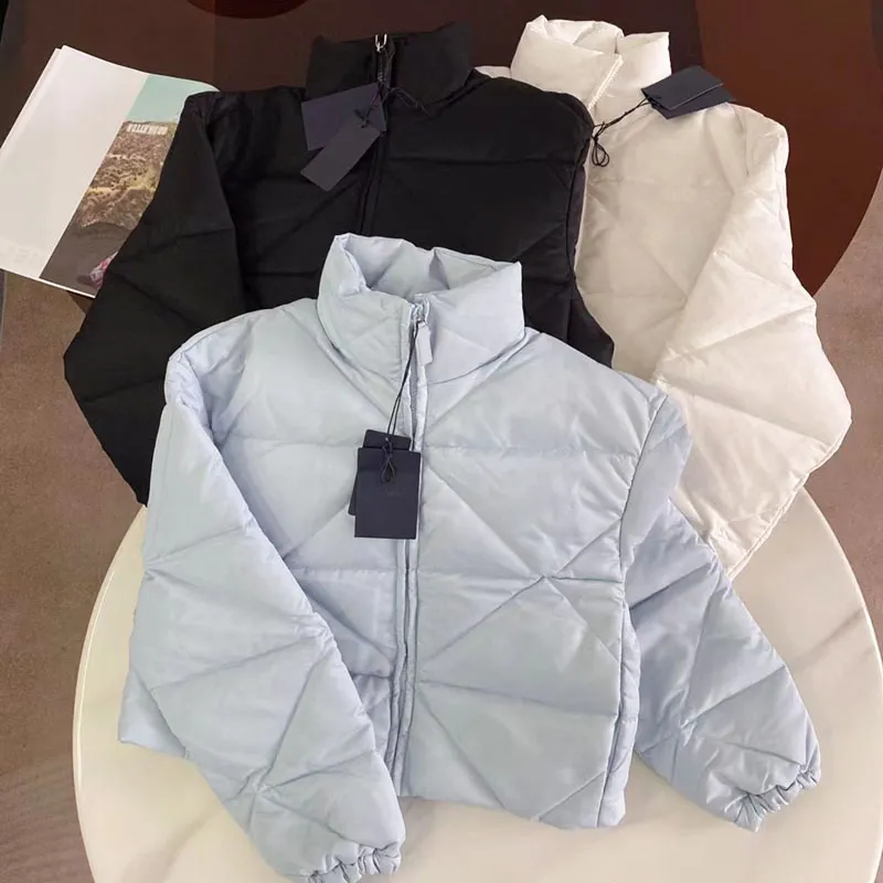 Chaquetas de diseñador para mujeres de invierno moda abrigo corto estilo argyle letra impresa dama casual ropa exterior ropa de abrigo