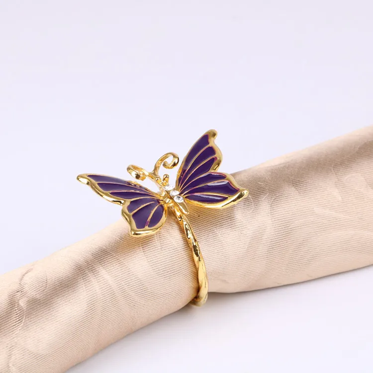 Simulation Butterfly Napkin Ring High Grade Table Decor Napkins Buckle Wedding Party Decoration Hotel Household Towel Rings BH5017 WLY