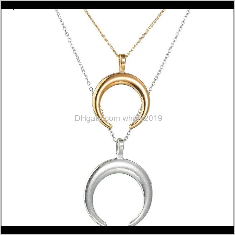 hot selling fashion jewelry white gold/gold colr moon simple pendant necklace party foe women girl1