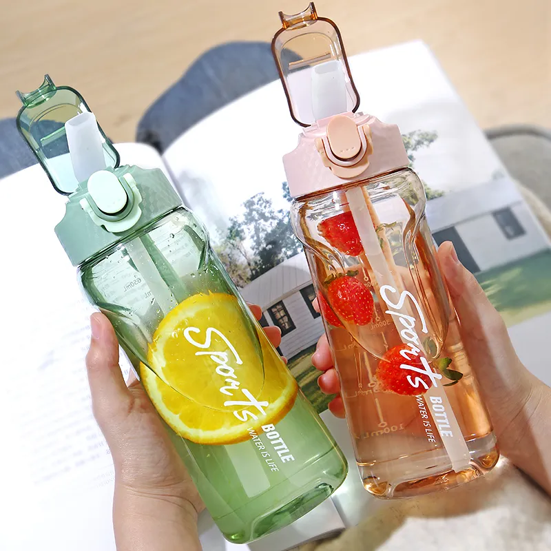 650ML Water Bottle With Straw Transparent Portable Leak-proof Plastic Tour Outdoor Bicycle Sports Drinking Cups
