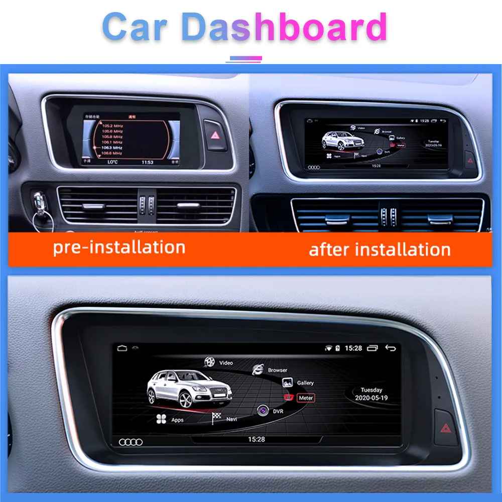 8 8 IPS écran stéréo lecteur DVD de voiture multimédia pour Audi Q5 2009-2017 système Android WIFI 4G Google 2 32GB BT GPS Navi 249W