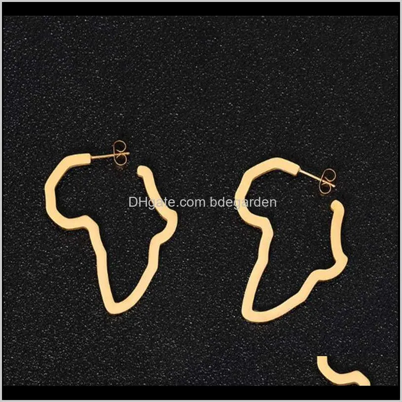 environmental friendly fashion african map earrings gold stainless steel earrings high quality classic for women
