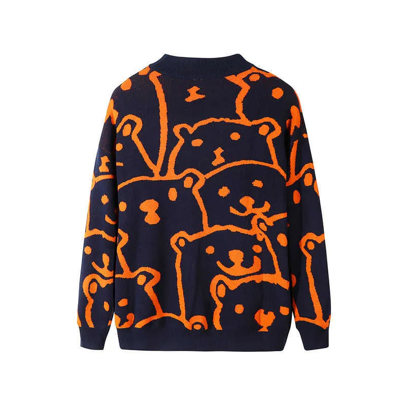 Orange Black Bear Sweater ?? Orange Black Bear Knitted Sweater