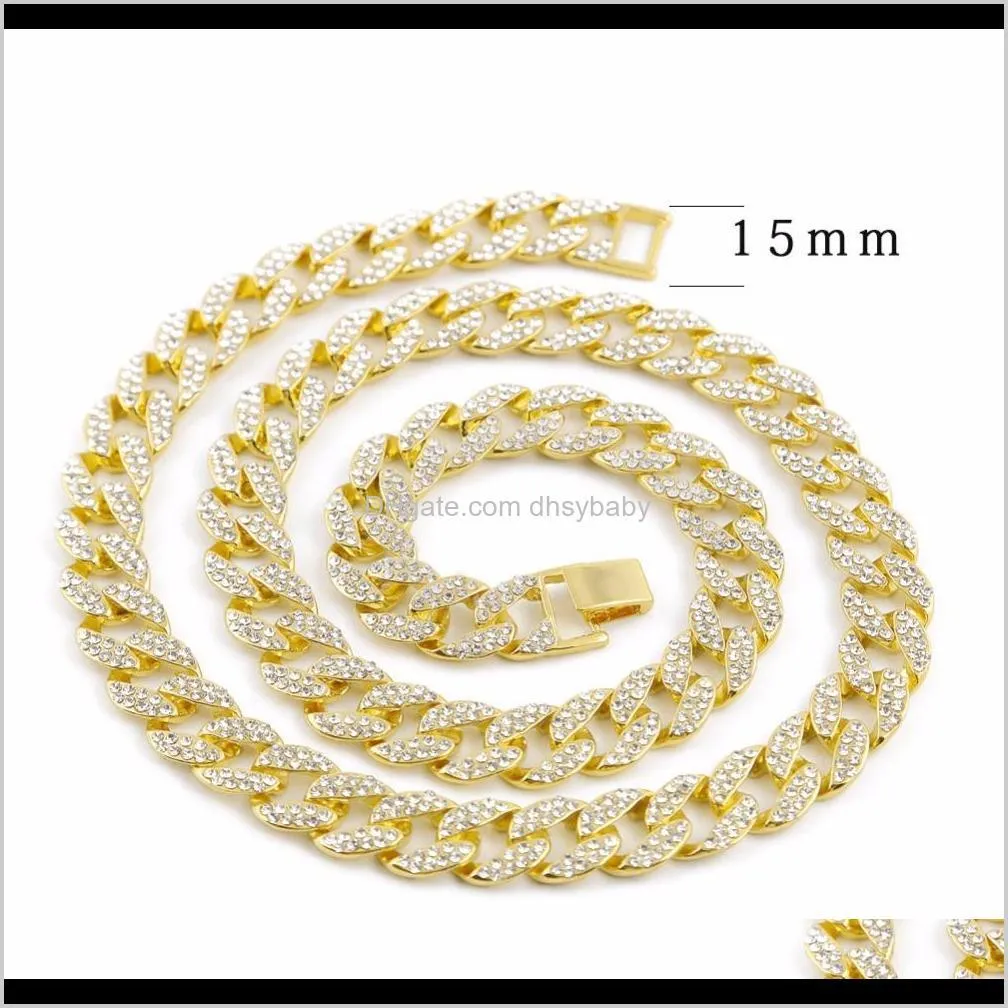 mens iced out chain rose gold silver  cuban link chain necklace hip hop necklaces jewelry