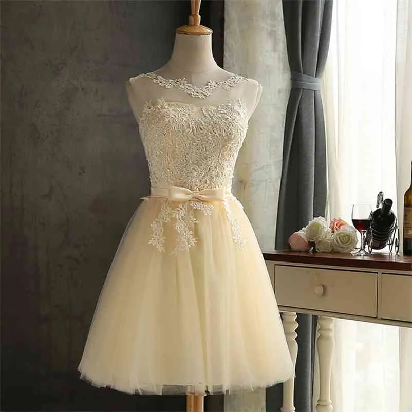 Elegant Lace Graduation Dress Premium Mesh Party Gown with Bowknot,  Available in Colors Shop Now!