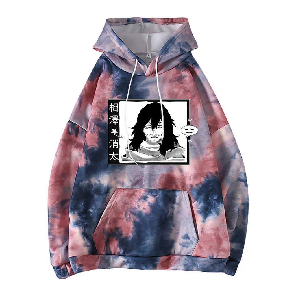 Mój Bohater Academia Shoto Aizawa Męskie Bluzy Mężczyźni Zabawna Bluza Tie-Dye Hoodie Pullover Mężczyzna Y0803