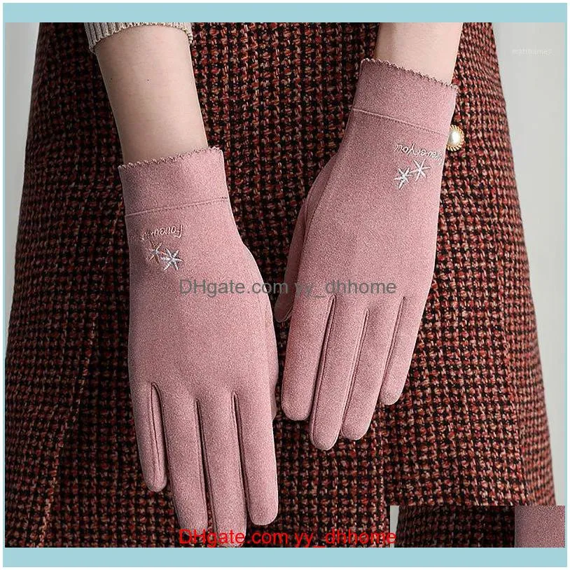 Five Mittens Hats, Scarves & Aessoriesfive Fingers Gloves Winter Fashion Women Touch Screen Warm Windproof Full Finger Mittens1 Drop Deliver