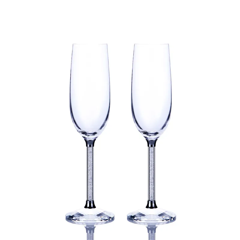 2021 Bröllop Vinglas Champagne Flöjter Kristallin 250ml 2st Lyxparty Toasting Glasses Goblet Crystal Rhinestones Design