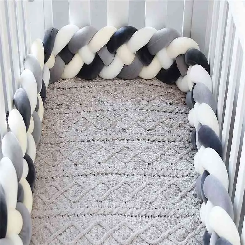 Rails Bed 200 m Bumper Bumper Born Crib Zakop 4 Pleciony węzeł Baby Crib Bumper Protector z poduszką Cushioncunas para el bebe 231109