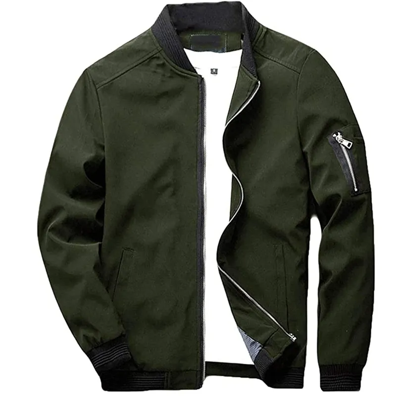 Legergroen Militaire Vlucht Bomberjack Mannen Casual Lichtgewicht Softshell Mens Varsity Baseball Jassen Chaquetas Hombre 7x 210522