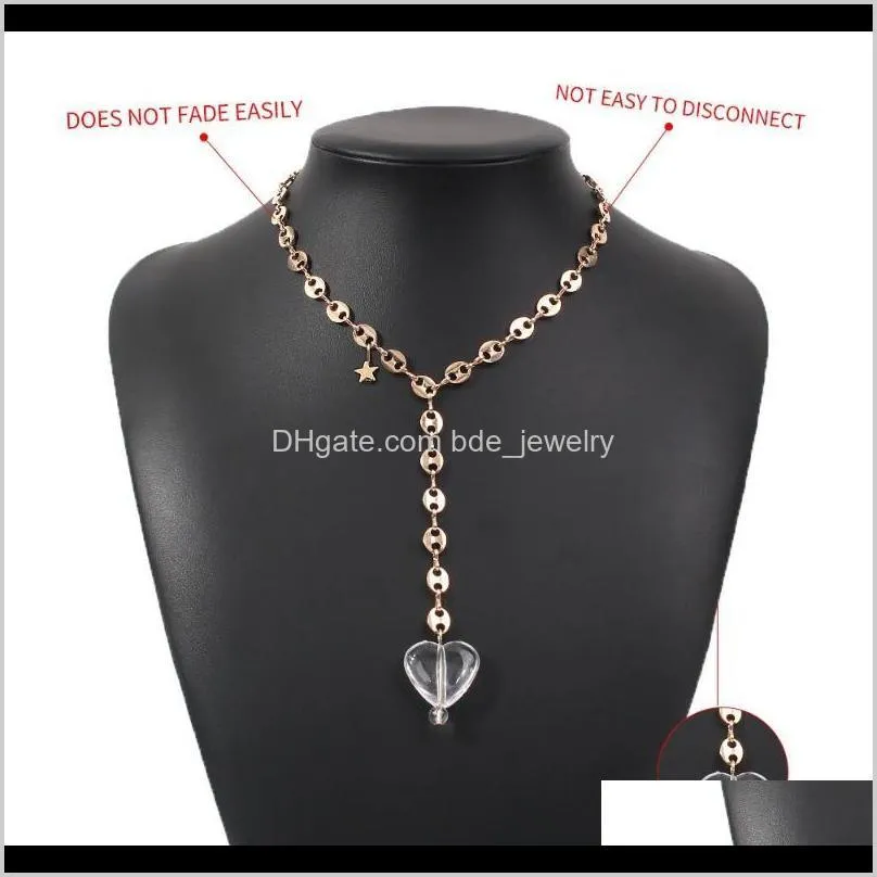 fashion women`s 2021 star pearl chains goth gifts for year jewelry coffee beans necklace vintage crystal heart pendant necklaces