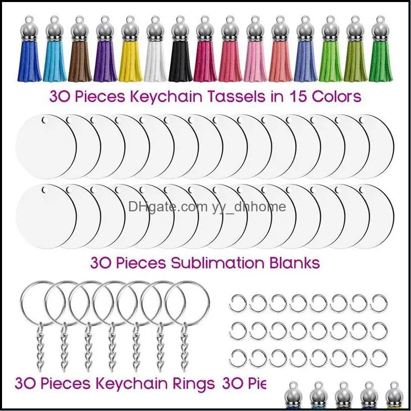Keychains 120Pcs Sublimation Keychain Blanks Set With Tassels, Rings And Jump For DIY Crafting