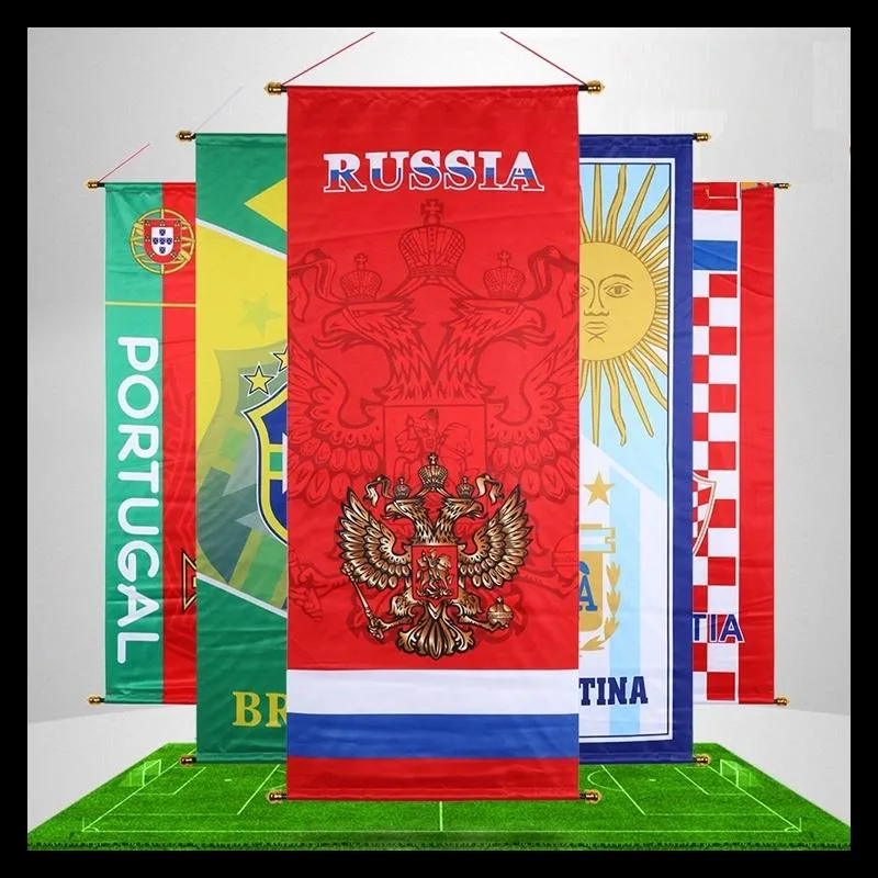 Dekoratif Nesneler Figürinler Avrupa Euro Kupası Dize Bayrak Banner Bunting 24 Ülke Ekipler Kulübü 90 * 37 cm Rusya İspanya İngiltere Almanya Fran